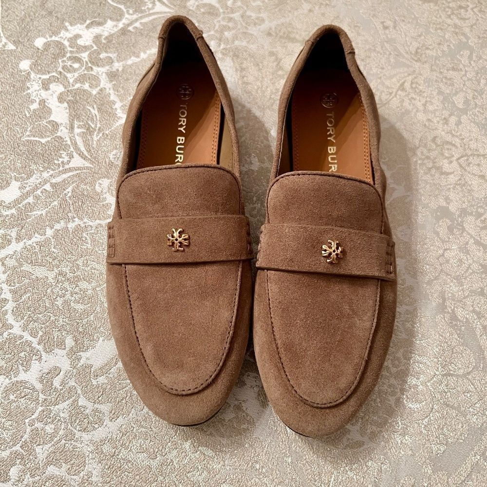 NWOB Tory Burch Ballet Loafers Flats Shoes River Rock Tan Khaki Camel Size 7.5 M - Picture 4 of 6
